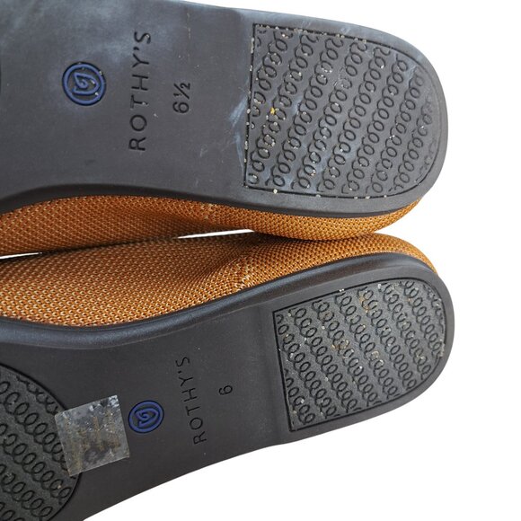 Rothys The Flat Round Toe Ballet Flat Size 6 Fawn Brown Slip On Caramel Knit - Picture 8 of 13